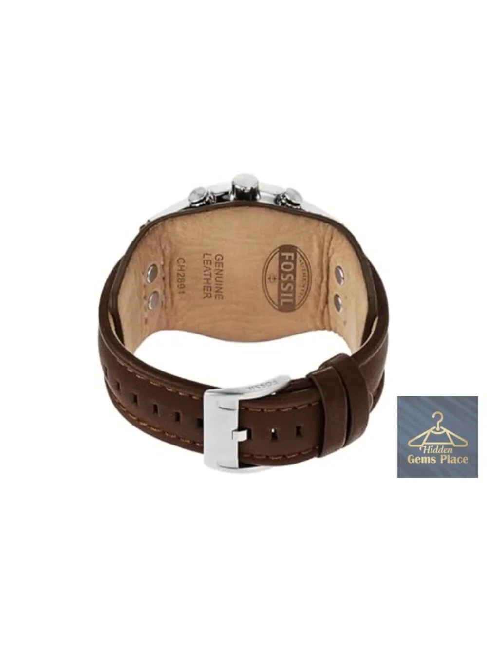Men's Fossil Quartz Chronograph Leather Strap Watch 44mm Water Resistant